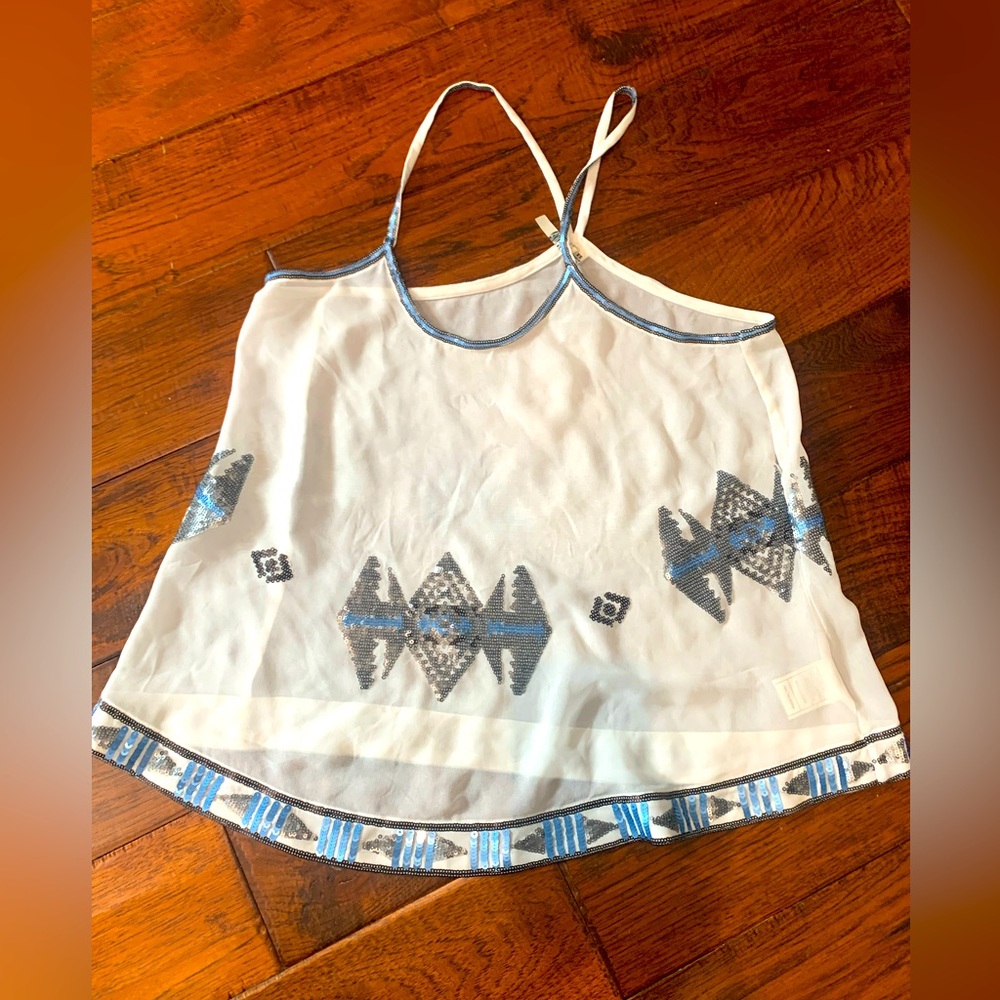 BB Dakota Aztec sheer/sequin top